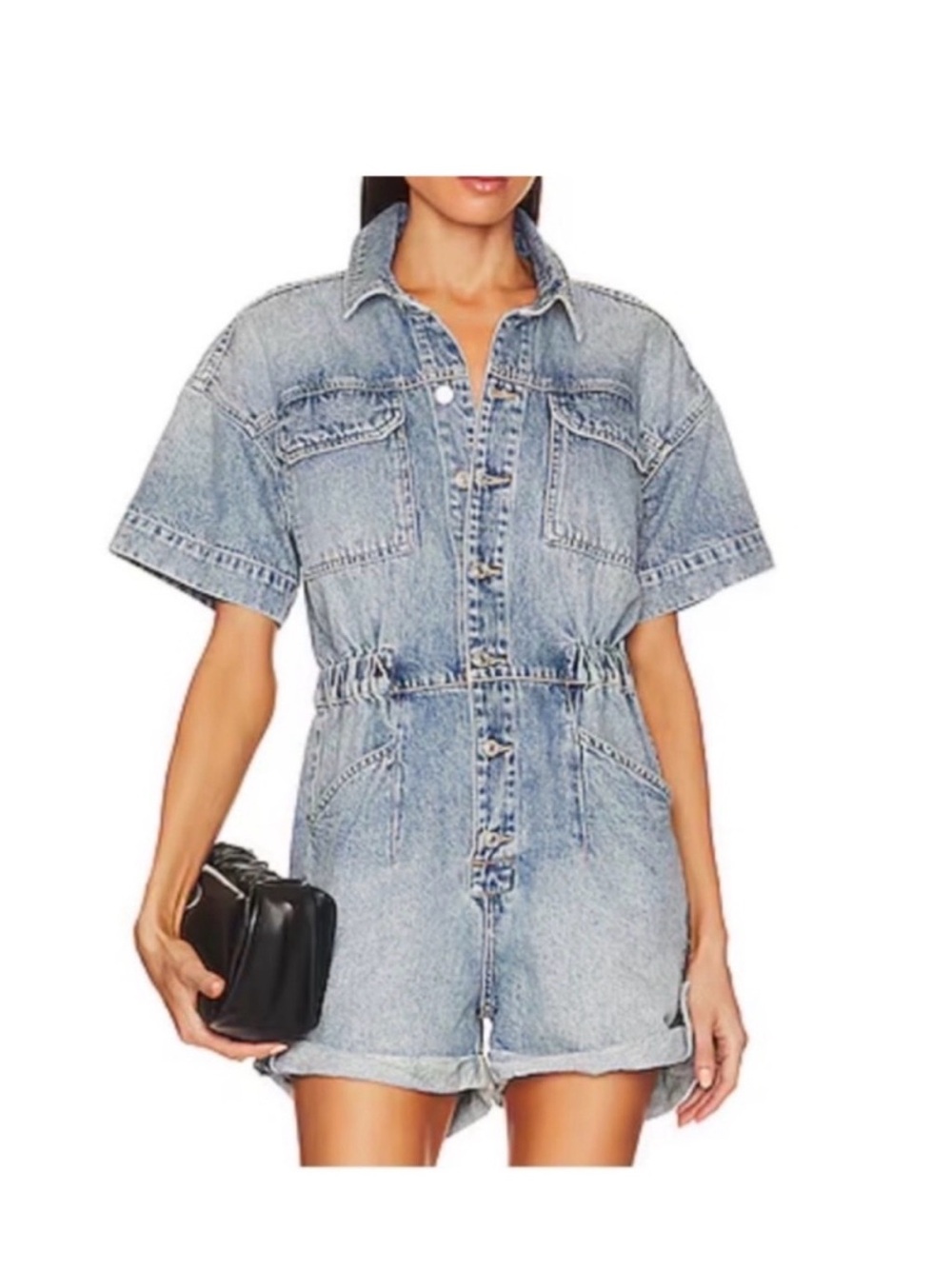 NWT We The Free Denim Blue Romper - Size Large